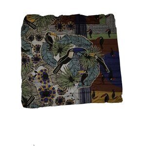Daniel Cassin Multi-color Graphic Print Polyester Scarf Toucan Exotic Bird